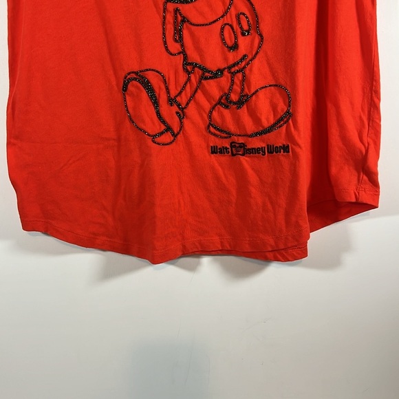 Disney World Parks Embroidered Stitched Mickey Mouse Orange Tank Top L Authentic - Picture 9 of 9